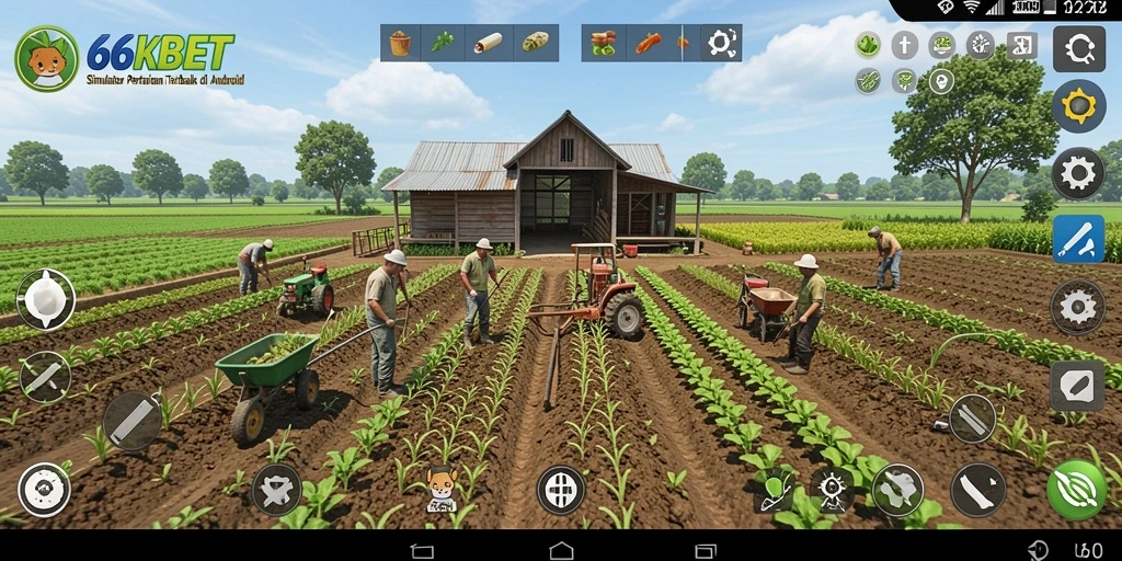 Gameplay seru di 66KBET dengan ladang yang subur.