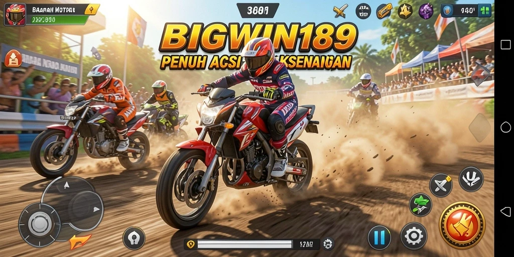 Tampilan gameplay balap motor yang mendebarkan di BIGWIN189.
