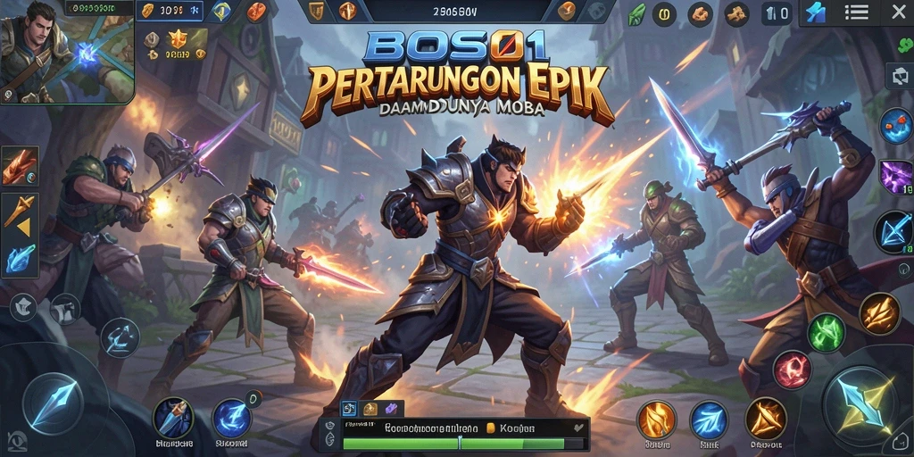 Tangkapan layar menunjukkan pertarungan heroik dalam BOS01 dengan grafis luar biasa.