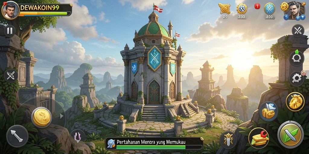 Gameplay <strong>DEWAKOIN99</strong> yang menegangkan dalam mode Tower Defense.