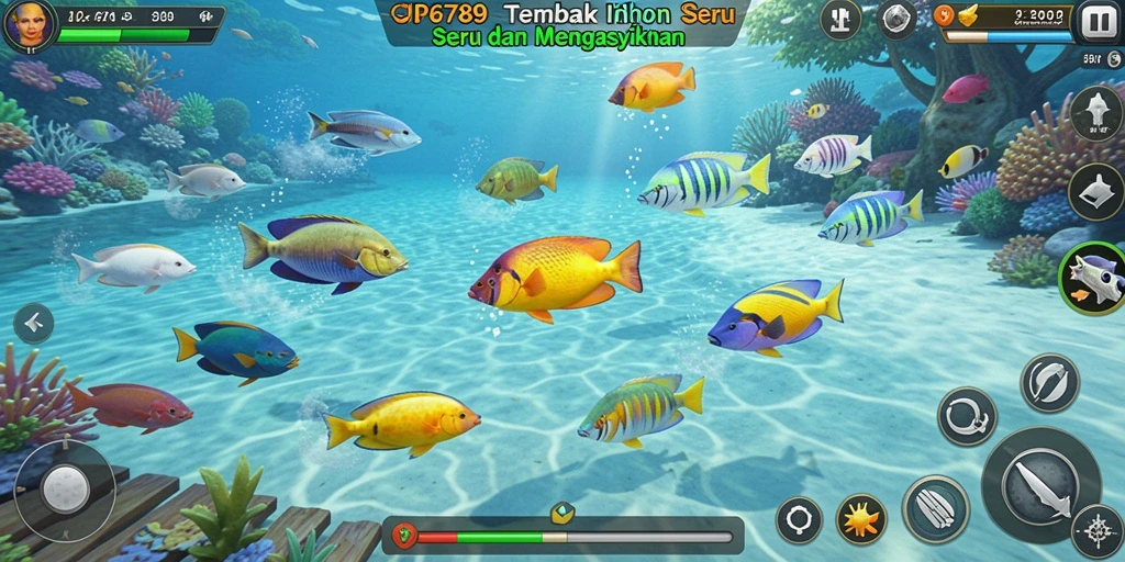 Tampilan gameplay seru dari JP6789 saat menembak ikan.