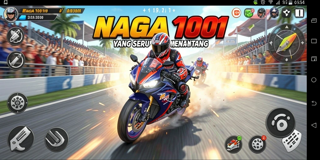 Gameplay NAGA1001 menampilkan balapan motor yang seru dan menarik.