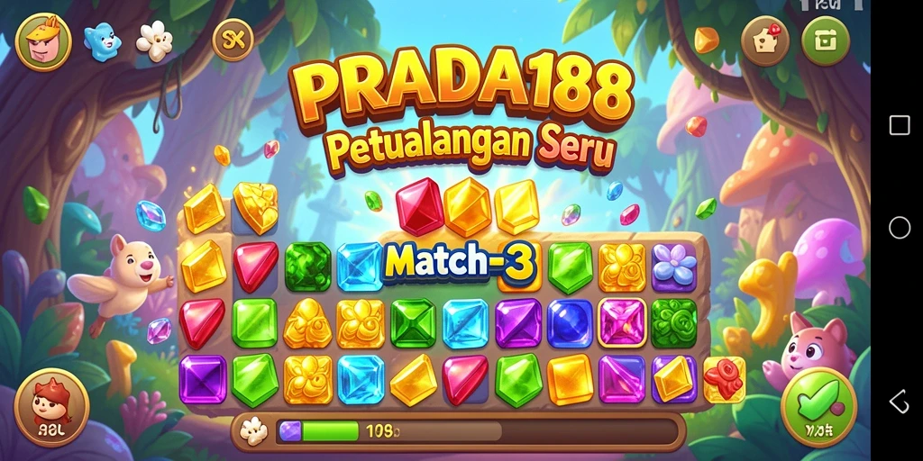 Tampilan gameplay seru di PRADA188 dengan tantangan Match-3 yang menarik.