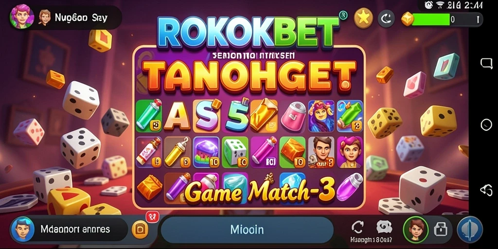 Tangkapan layar ROKOKBET menampilkan gameplay seru dan tantangan Match-3.
