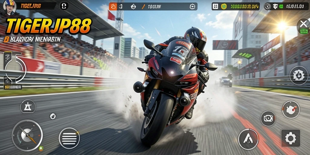 Gameplay seru saat berlomba menggunakan motor balap.