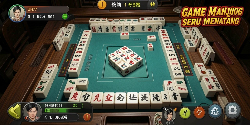 Gameplay UH77 menampilkan pengalaman Mahjong yang menantang dan menyenangkan.