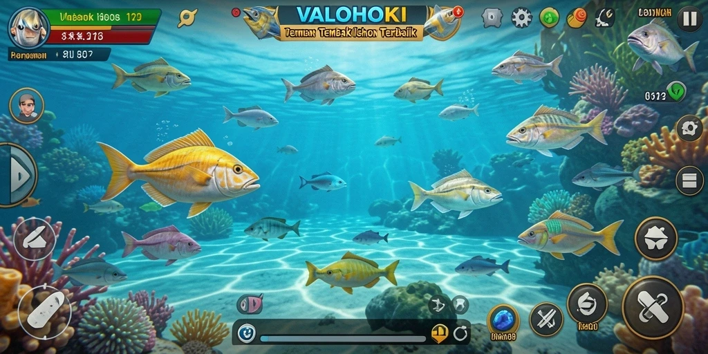 Tampilan menarik gameplay Tembak Ikan di VALOHOKI.