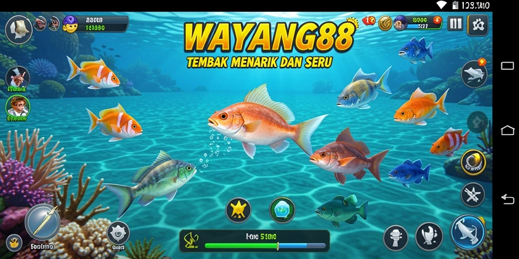 Screenshot gameplay WAYANG88 menampilkan aksi seru Tembak Ikan.