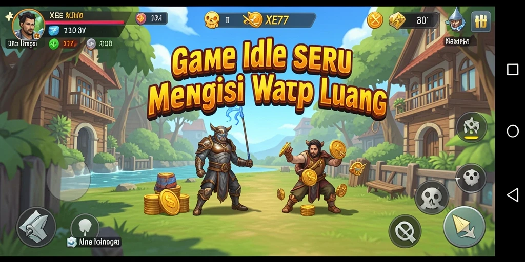 Tampilkan gameplay santai XE77 dengan karakter unik.